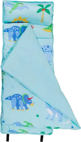Vista 3 de Wildkin Paquete de mochila de 12 pulgadas con tapete de microfibra para siesta (tierra de dinosaurios)