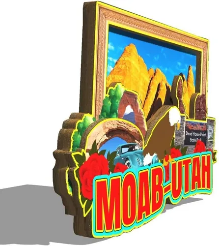Vista 2 de Moab Utah - Imán de madera para nevera, diseño 3D, para viajes, coleccionables, recuerdos, decoración hecha a mano