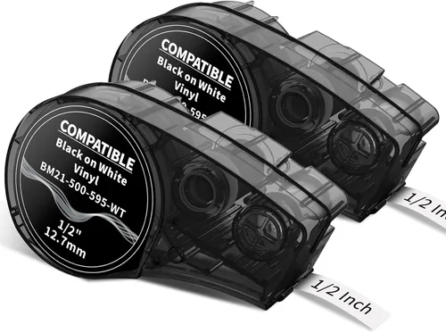 Vista 7 de Compatible with M21-500-499 1/2 Inch Muti-Purpose Nylon Label Tape Work with BMP21-PLUS, BMP21-LAB0, M210, M211, M210-LAB, IDPAL, LABPAL Label