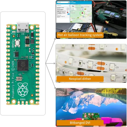 Vista 6 de 2 piezas de placa de desarrollo Raspberry Pi Pico, microcontrolador Raspberry Pi RP2040 de doble núcleo ARM Cortex M0+, funcionando hasta 133 MHz