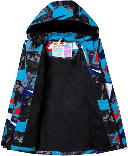 Vista 3 de Aiyuke Chaqueta de lluvia para niños al aire libre, impermeable, impermeable, con capucha, para acampar, senderismo
