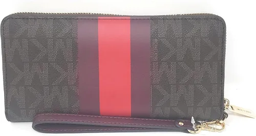 Vista 2 de Michael Kors Pulsera continental grande con rayas centrales para mujer, marrónmerlot, Marrón, Cartera y pulsera