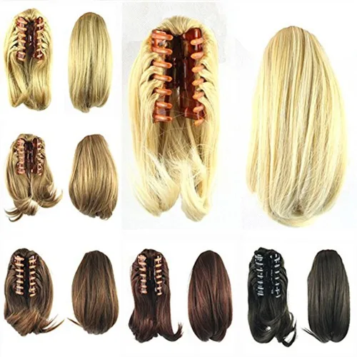 Vista 3 de S-ssoy 1003 - Extensión de pelo sintético para mujer, 10 pulgadas, con pinza de garra corta y recta