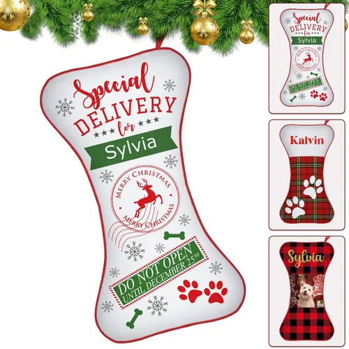 Vista 37 de Medias de Navidad de raza de perro personalizadas con texto de nombre, regalos de decoración de calcetines de Navidad personalizados para perros