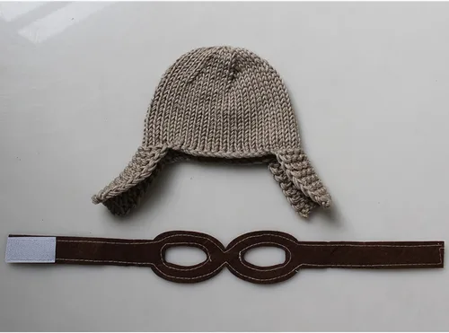 Vista 4 de Zeroest Accesorios de fotografía para bebé, sombreros de piloto, trajes de sesión de fotos, disfraz de ganchillo para niño y niña, sombrero de punto