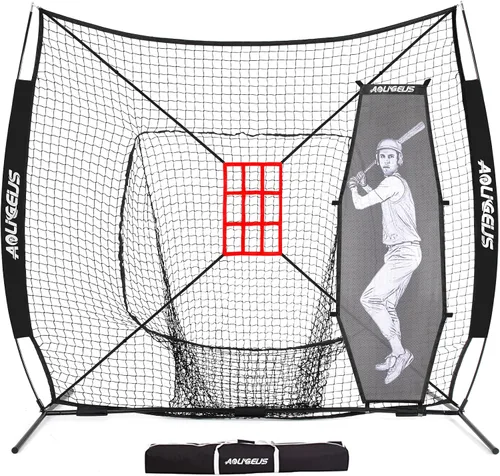 Vista 10 de 7'X7' Baseball Softball Practice Net,Pitching Net,Batting Net,with Baseball Tee,Bonus Strike Zone and Bow Frame,for Hitting,Pitching, Catching
