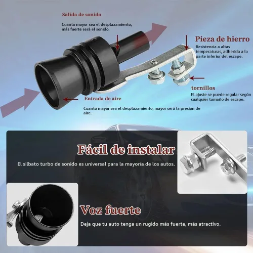 Vista 3 de deemars Silbato Turbo para Coche, Silbato Turbo Universal de Aleación de Aluminio, Silbato de Escape de Sonido Turbo XL de Aleación de Aluminio