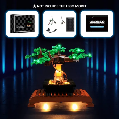 Vista 5 de YEABRICKS Kit de luz LED para Lego – Creator Expert Bonsai (verde) modelo de bloques de construcción, juego de luces LED compatible con 10281