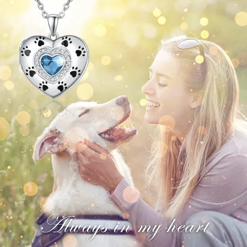 Vista 7 de Paw Print HeartTree of LifeDream CatherButterflySunflower Locket Necklace Sterling Silver Picture Photo Necklace for Women Girls