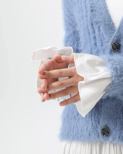Vista 2 de Elegtiskas Puños de encaje para mujer, mangas desmontables, pulseras para mujeres y niñas