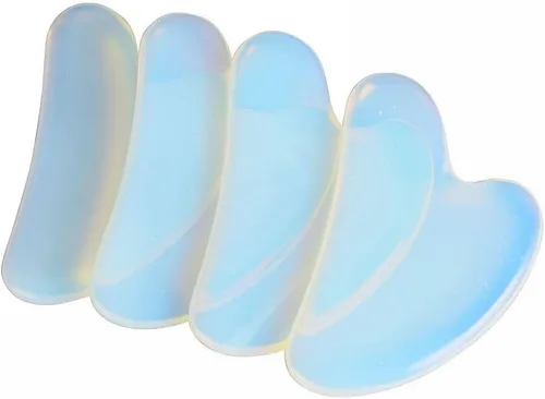 Vista 6 de Herramienta de cuarzo natural con forma de corazón de cristal Gua Sha, herramienta de masaje de spa, herramienta de masaje facial para cuello