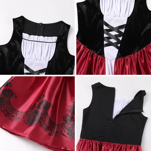 Vista 6 de FYMNSI Disfraz de Halloween de lujo para niñas con capucha roja, capa tradicional, cuento de hadas, disfraz de princesa cosplay