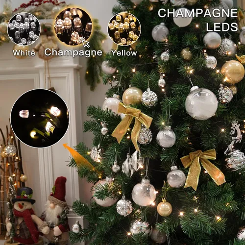 Vista 7 de suddus Luces de árbol de Navidad para interiores, 100 luces LED de 33 pies de color blanco cálido, tira de luces al aire libre para casa, ventanas