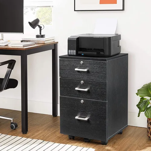 Vista 2 de Bonnlo Archivador de 3 cajones de 26 pulgadas de alto con cerradura, archivador rodante debajo del escritorio, archivadores móviles para oficina