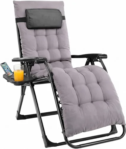 Vista 12 de Sillón de gravedad cero de gran tamaño, silla plegable reclinable para Negro y Verde