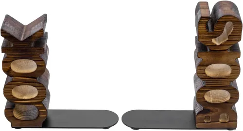 Vista 6 de MyGift Sujetalibros decorativos de madera quemada rústica para cocina y libros, para encimera de cocina, juego de 2 piezas Recipe Display