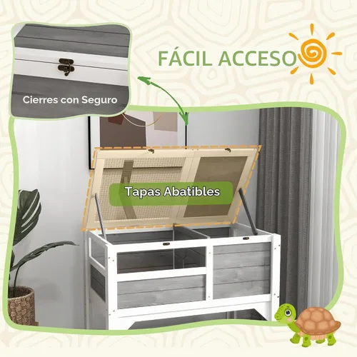 Vista 5 de PawHut Hábitat de tortuga con almacenamiento de estantes, recinto