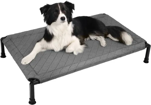 Vista 8 de Veehoo CWC2432A - Cama elevada para perro con marco resistente, patas de silicona antideslizantes, cama para perro lavable y transpirable, cama