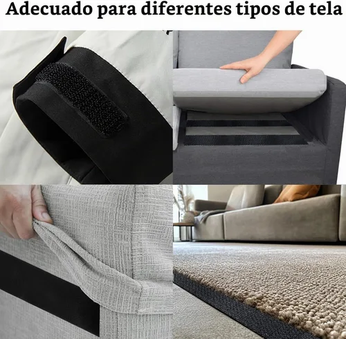 Vista 5 de 4in x 9ft Strong Sticky Hook and Loop Tape Black Heavy Duty Adhesive Strips Nailon negro, respaldo autoadhesivo fuerte, para cojines de sofá