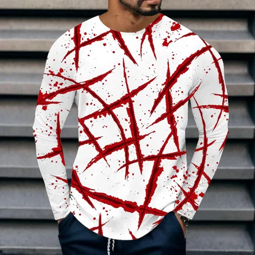 Vista 4 de Shirts for Men Breathable Long Sleeve Printed Thermal Lightweight Regular Fit Tees Trendy True Comfort Tops