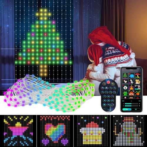 Vista 10 de AKEPO Luces LED inteligentes programables para colgar en ventana, IP65 400 RGB LED APP Control DIY texto y patrón de luces de hadas para propuestas