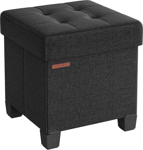Vista 10 de SONGMICS Otomano de almacenamiento de 15 pulgadas, banco de dormitorio con almacenamiento, taburete con patas, soporta hasta 660 libras, gris oscuro
