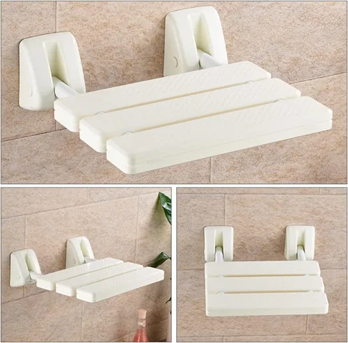 Vista 8 de Pilarmuture Asiento de ducha plegable montado en la pared, asiento de ducha ABS duradero antideslizante para ducha interior, silla de taburete