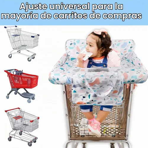 Vista 5 de Funda para carrito de compras para bebé 2 en 1 Funda para silla alta con arnés de seguridad Multifuncional Patrón de manchas blancas Cubiertas