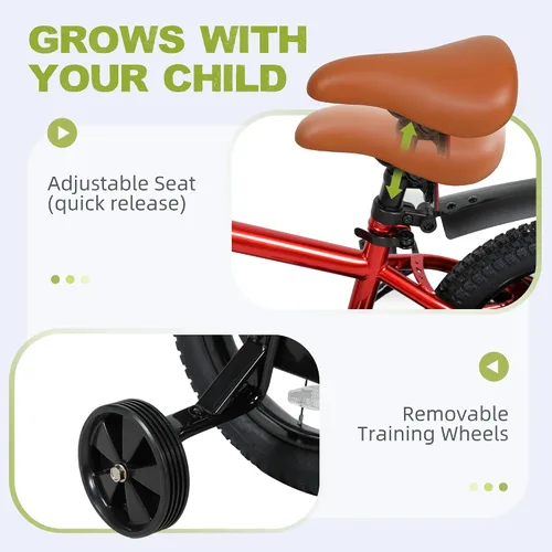 Vista 3 de Bicicleta plegable de 14/16/18 pulgadas con ruedas de entrenamiento, regalos para niñas y niños de 3 a 10 años, bicicleta para niños pequeños