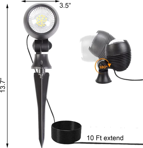 Vista 8 de SUNLONG Luces solares para exteriores, focos solares para exteriores, impermeables, para paisajismo para patio, jardín, bandera, camino, árboles