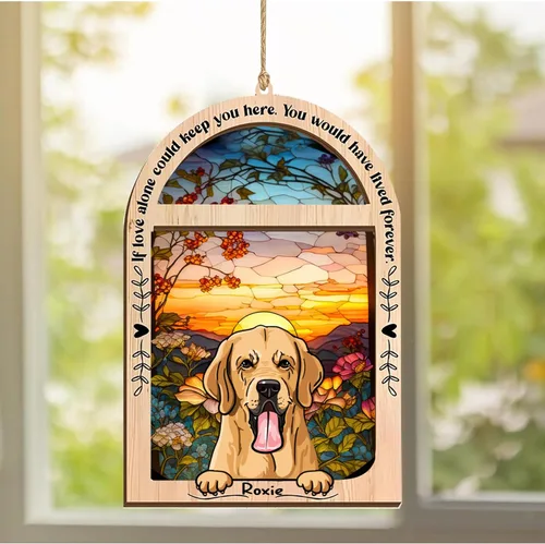 Vista 48 de LOVELYPOD Adorno de Navidad personalizado de sabueso afgano, atrapasoles con nombre, regalos de pérdida de mascotas, regalos para amantes