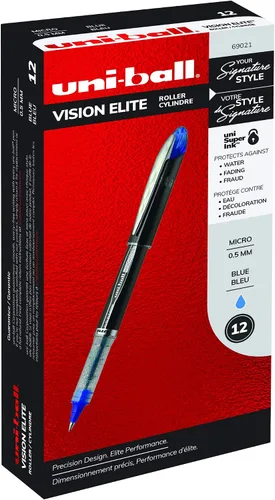 Vista 2 de Uniball Vision Elite - Bolígrafos de punta fina de 0.020 in, color azul, 12 unidades y bolígrafos de gel uniball, 207 signo gel con punta media