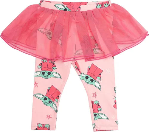 Vista 6 de STAR WARS Baby Yoda - Juego de canastilla de 4 piezas para niñas Adorable camiseta de manga corta, leggings con falda tutú, body de parche metálico