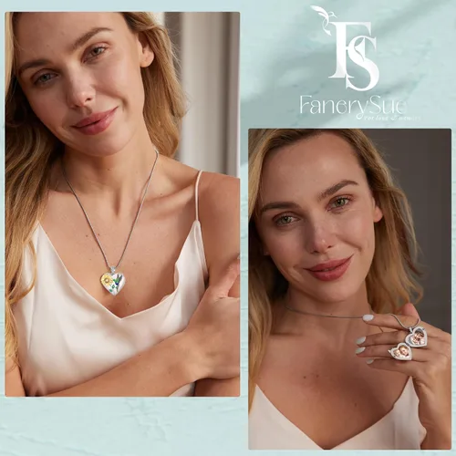 Vista 2 de Fanery sue Personalized Locket Necklace that Holds Pictures, Lockets Necklaces Customize Photo Picture Pendant Jewelry Mothers's Day Gifts for Mom
