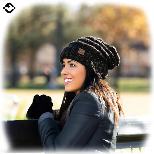 Vista 306 de Funky Junque Gorro de moda de punto trenzado de talla extragrande, grueso, abrigado, suave y holgado