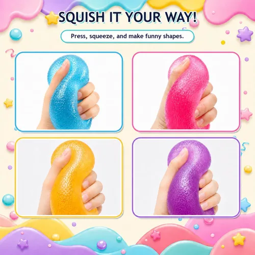 Vista 2 de 3.54 in Blue Gumdrop Squishy Slow Rising Fidget Toy