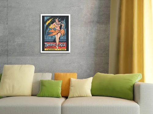 Vista 4 de Tropic Isle - Hawaiian Hula Dancer - Pin Up Girl - Póster de teatro vintage c.1940s - Cartel artístico de madera vintage de 8 x 12 pulgadas