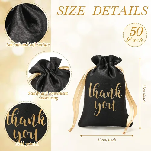 Vista 2 de Sieral 50 bolsas de regalo de satén con cordón para joyas, bolsas para dulces para el día del padre, boda, baby shower, despedida de soltera, fiesta