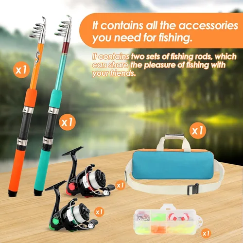 Vista 8 de Telescopic Fishing Pole Set with Spinning Reel Lure Hook Storage Bag