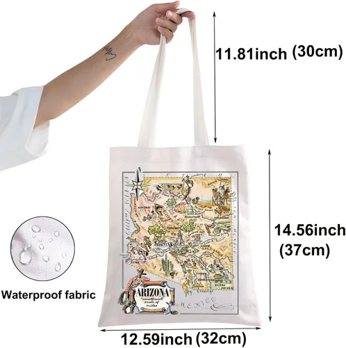 Vista 2 de BWWKTOP Arizona State Tote Bag Arizona Souvenirs Regalos Arizona Bolsa de comestibles reutilizable Arizona Regalos de viaje Arizona