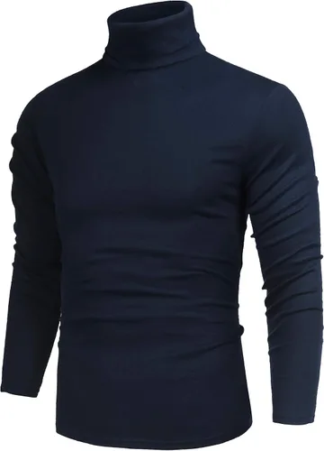 Vista 18 de Poriff - Suéter de cuello de tortuga térmico, de punto, liviano, casual, con corte entallado, para hombre Albaricoque