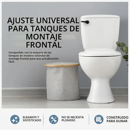Vista 2 de Palanca de inodoro Qualihome negra - Palanca de descarga de inodoro de montaje frontal de color negro mate - Reemplazo universal - Diseño duradero