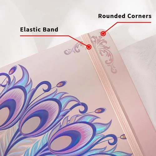 Vista 4 de TIEFOSSI Cuaderno de Diario A5 - Cuadernos de Tapa Dura Rayados para la Universidad para Mujeres - Papel Grueso de 100 g/m² 224 Páginas Numeradas