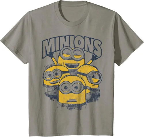 Vista 30 de Despicable Me Minions Vintage Group Graphic Camiseta Gris Oscuro
