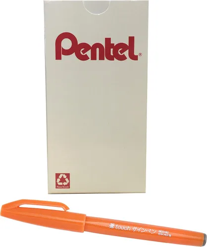 Vista 7 de Bolígrafo con punta de pincel Pentel, tinta ocre. Caja de 12 (SES15 C-Y), Azul