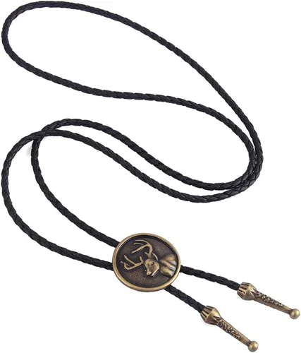 Vista 67 de Jeilwiy Corbata de bolo para hombre, corbata de vaquero occidental, collar de corbata de bolo dorado, corbata de cuero, corbata de Halloween