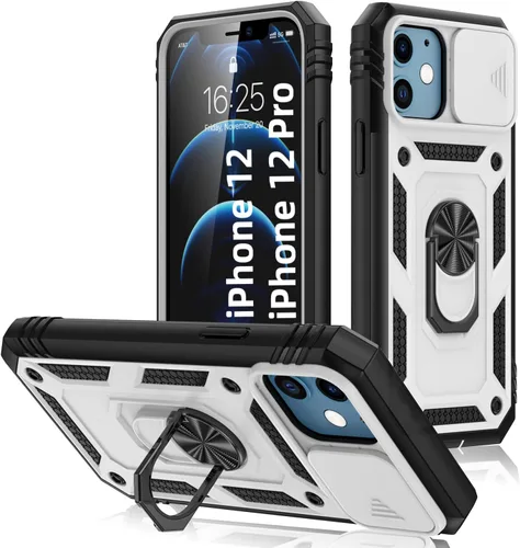 Vista 34 de Korecase Diseño para iPhone 12 Pro Max Kickstand Funda con cubierta de cámara de grado militar Caída de doble capa de cuerpo completo Protección a