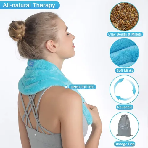 Vista 5 de Relief Expert Envoltura de calentamiento de cuello de microondas con calor húmedo, almohadilla térmica de microondas para cuello para terapia
