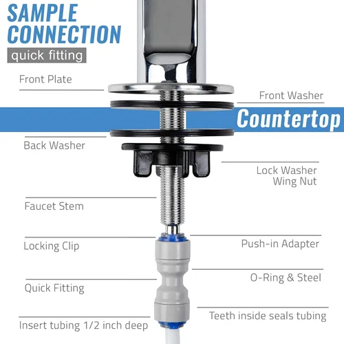 Vista 4 de iSpring GB1 Grifo sin plomo para agua potable con ósmosis inversa, estándar sin hueco de aire RO, cromado