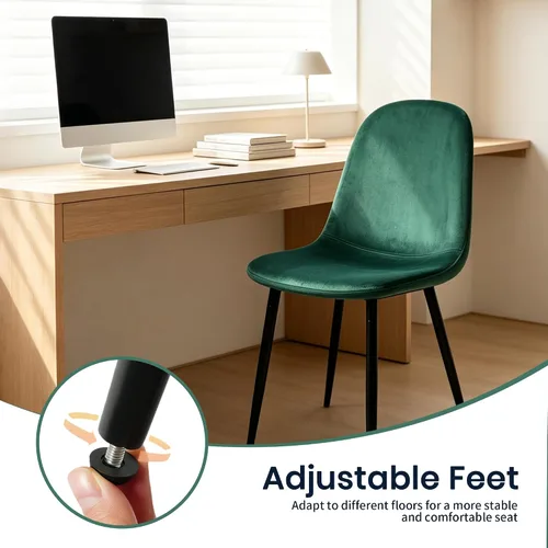Vista 7 de CangLong Juego de 2 sillas de comedor modernas de terciopelo, sillas decorativas tapizadas con patas de metal, color verde oscuro para sala